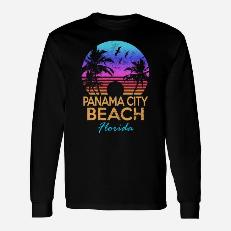 Panama City Beach Florida Retro Sunset Summer Vibe Aesthetic Unisex Long Sleeve