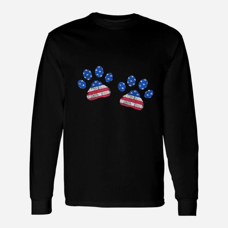 Paw Print Usa Flag I Love Dogs Patriotic 4Th Of July Unisex Long Sleeve