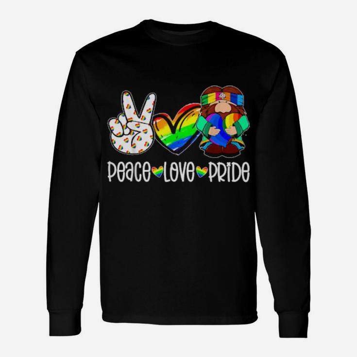 Peace Love Gay Pride Hippie Gnome Rainbow Lgbt Long Sleeve T-Shirt