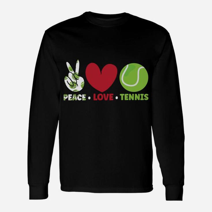 Peace Love Tennis Funny Tennis Lover Shirt Tennis Player Unisex Long Sleeve