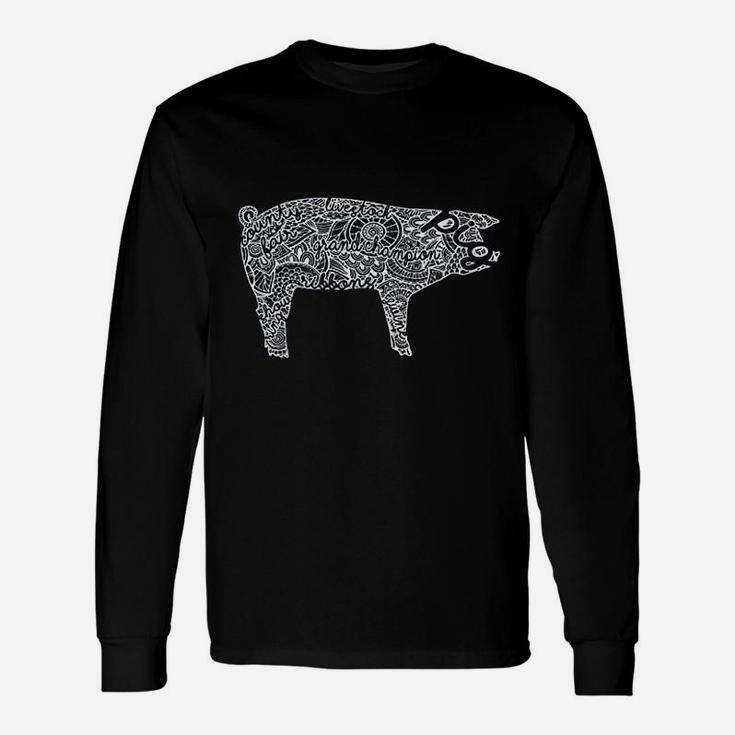 Pig Livestock Show Mandala Swine Pork Stock Show Long Sleeve T-Shirt