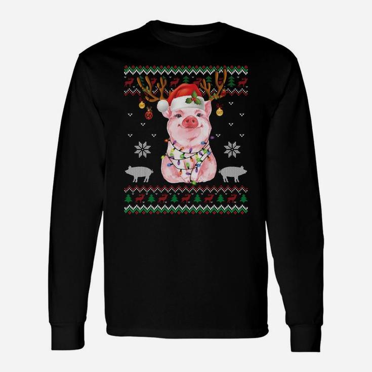 Pig Reindeer Santa Xmas Light Ugly Sweater Christmas Gifts Sweatshirt Unisex Long Sleeve