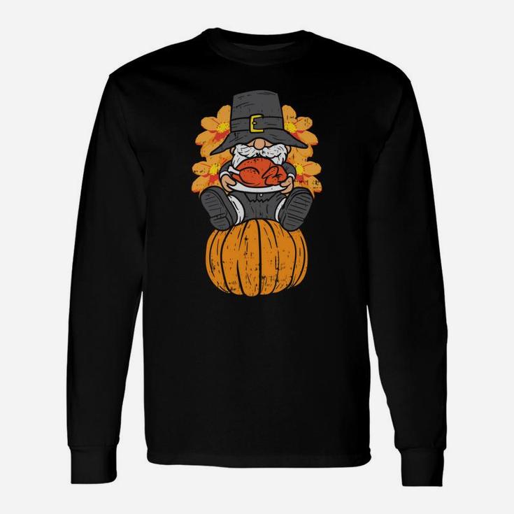 Pilgrim Gnome Pumpkin Turkey Thanksgiving Fall Autumn Gift Unisex Long Sleeve