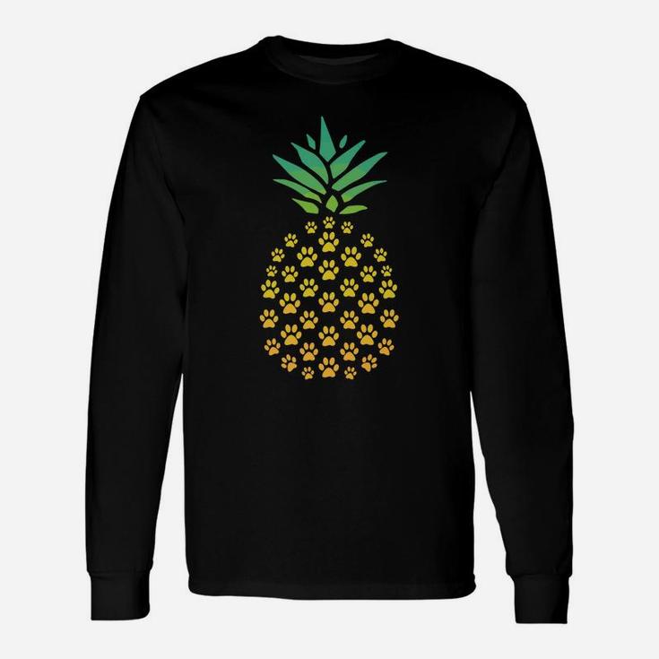 Pineapple Cat Paw Funny Tee For Cats Lovers Pineapple Lovers Unisex Long Sleeve