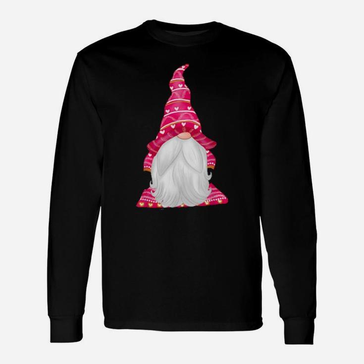 Pink Gnome Valentines Day Matching Couples Long Sleeve T-Shirt