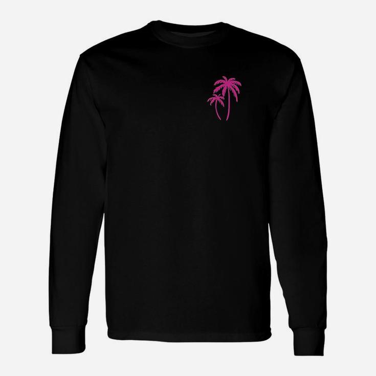 Pink Pocket Palm Tree Cute Hawaiian Summer Vacation Gift Unisex Long Sleeve