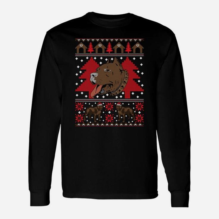 Pitbull Ugly Christmas Happy Holiday Dog Lover Xmas Gift Sweatshirt Unisex Long Sleeve