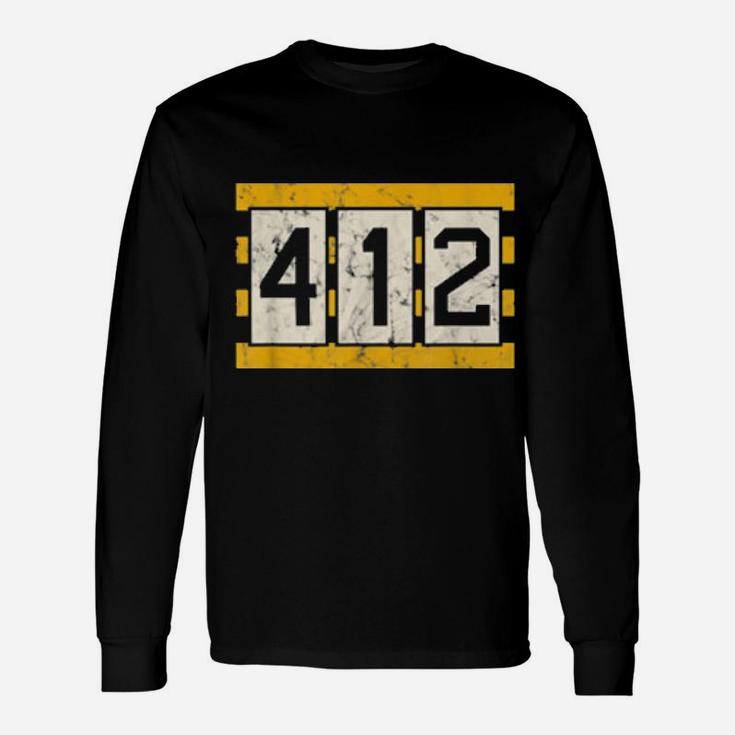 Pittsburgh 412 Vintage Distressed Football Long Sleeve T-Shirt