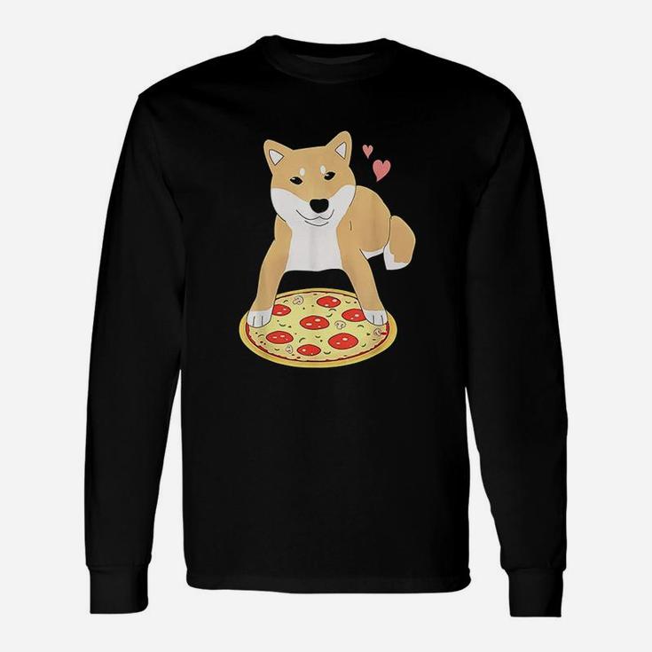 Pizza Shiba Inu Dog Hearts  Doggo Meme Unisex Long Sleeve
