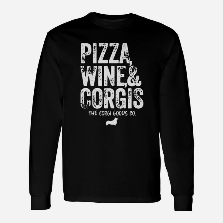 Pizza Wine And Corgis The Corgi Goods Co Canvas Long Sleeve T-Shirt