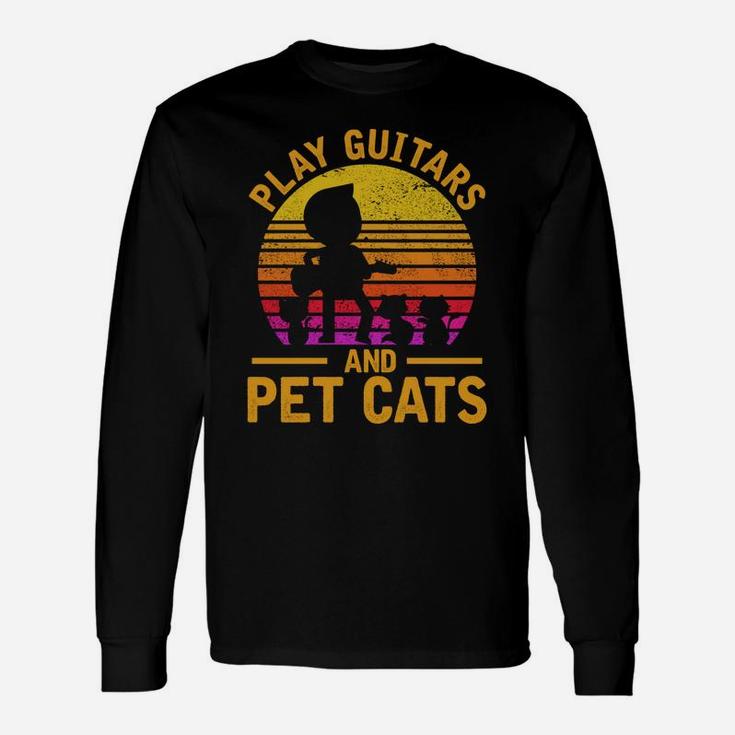 Play Guitars And Pet Cats Musician Cute Kitten Lover Unisex Long Sleeve