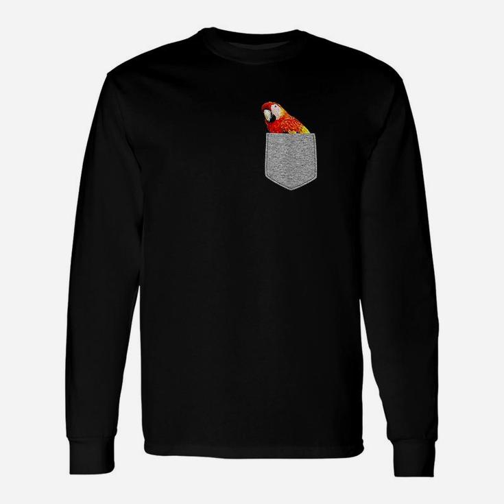 Pocket Red Macaw Parrot Funny Bird Cool Novelty Unisex Long Sleeve