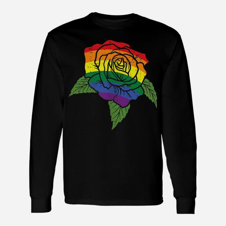 Pocket Rose Flower Lgbtq Rainbow Gay Pride Ally Men Women Unisex Long Sleeve