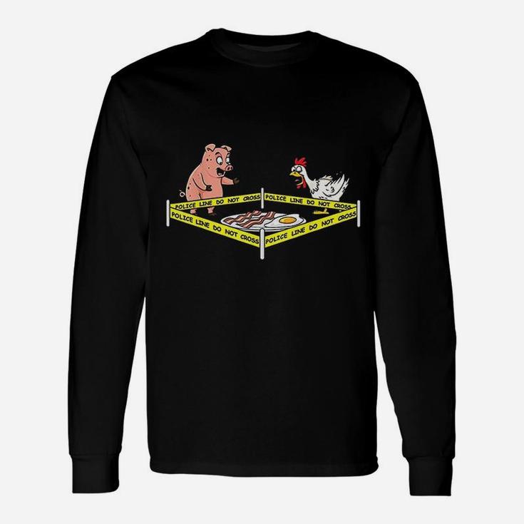Police Line Do Not Cross Pig And Chicken Food Long Sleeve T-Shirt