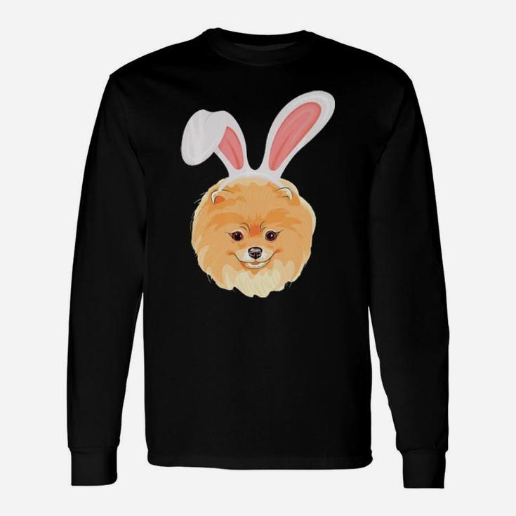 Pomeranian Dressed As Easter Bunny With Rabbit Ears Long Sleeve T-Shirt