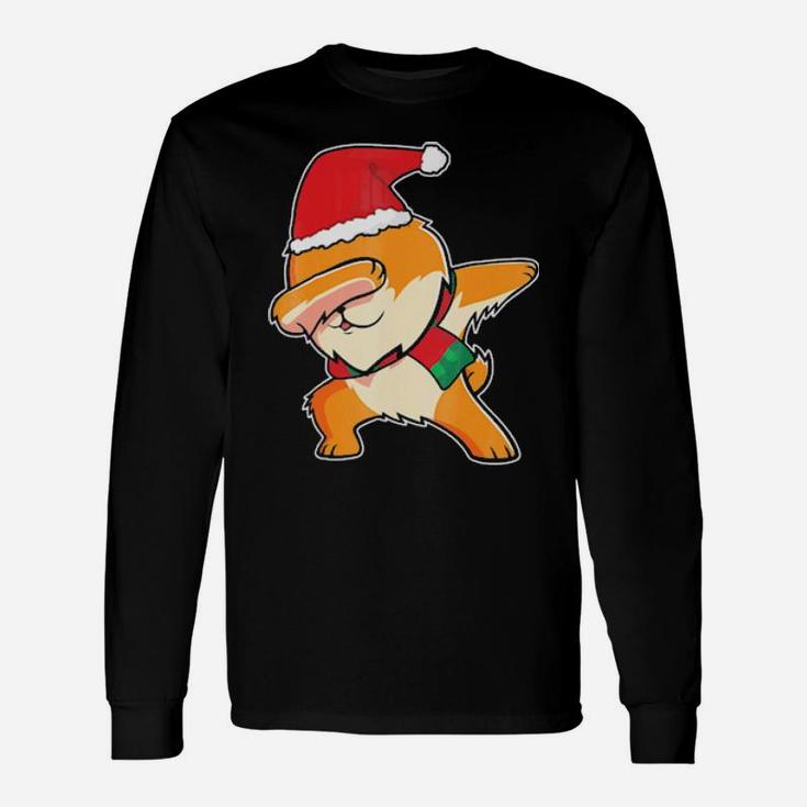 Pomeranian Santa Claus Dabbing Dance Hip Hop Long Sleeve T-Shirt