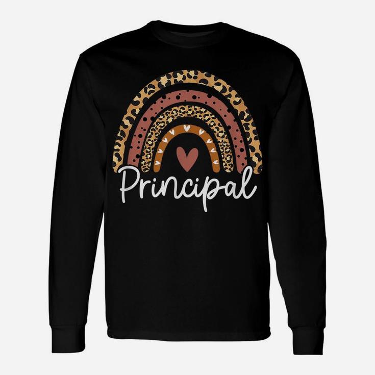 Principal Leopard Rainbow Funny School Principal Gift Unisex Long Sleeve