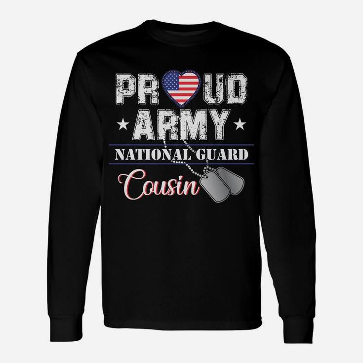 Proud Army National Guard Cousin Usa Heart Flag Gift Unisex Long Sleeve