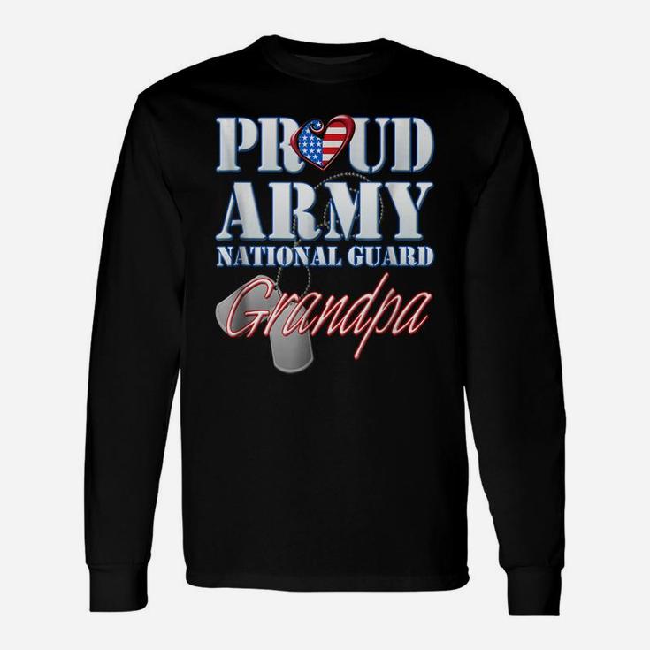 Proud Army National Guard Grandpa Usa Heart Flag Shirt Unisex Long Sleeve