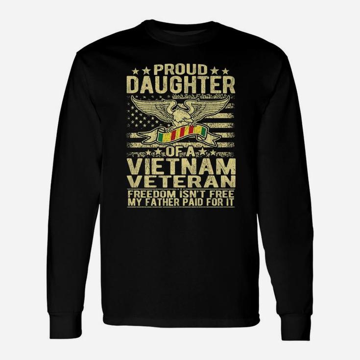 Proud Daughter Of Vietnam Veteran Us Flag Military Family Unisex Long Sleeve