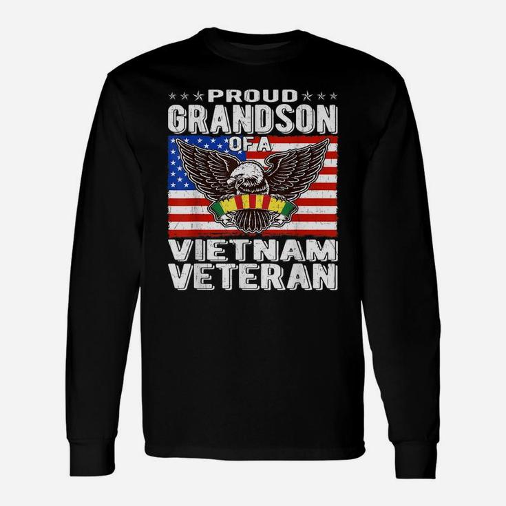 Proud Grandson Of Vietnam Veteran Patriotic Military Family Unisex Long Sleeve