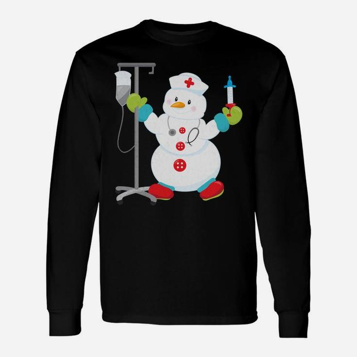 Proud Nurse Snowman - Funny Nurse Christmas Shirt Unisex Long Sleeve