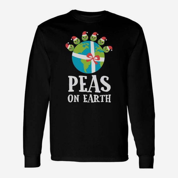 Pun Christmas Sayings Peas On Earth Funny Xmas Gift Sweatshirt Unisex Long Sleeve