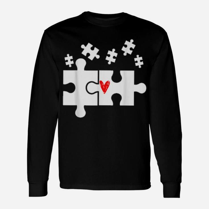 Puzzle Game Heart Love Valentines Day Heart Game Long Sleeve T-Shirt