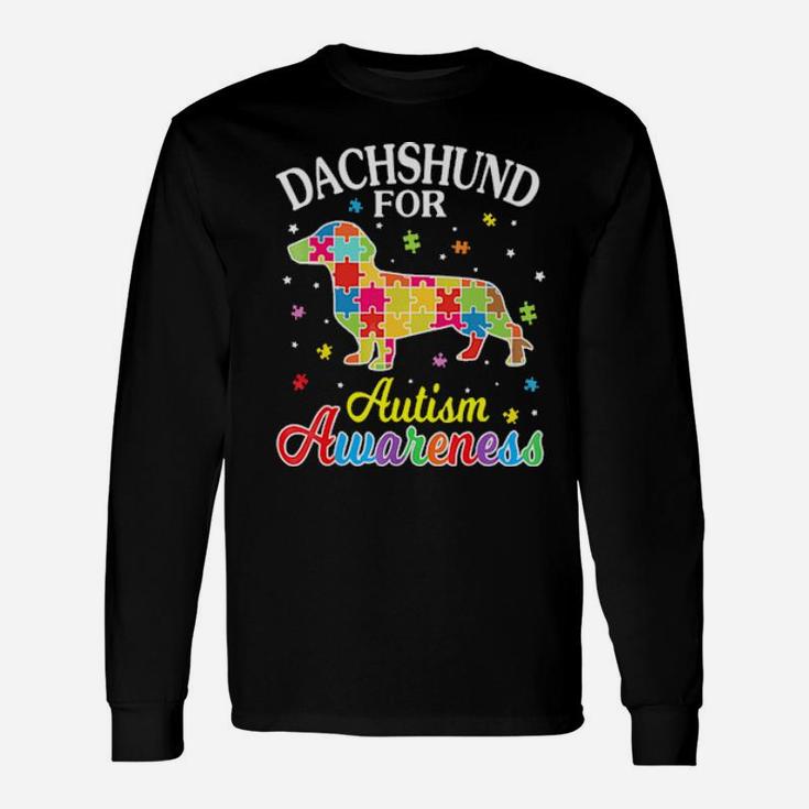 Puzzles Game Body Dog Dachshund For Autism Awareness Long Sleeve T-Shirt