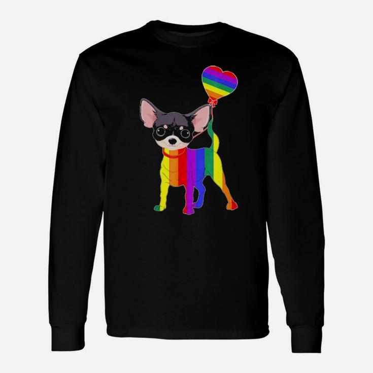 Rainbow Chihuahua Unicorn Pride Lgbt Gay Lesbian Long Sleeve T-Shirt