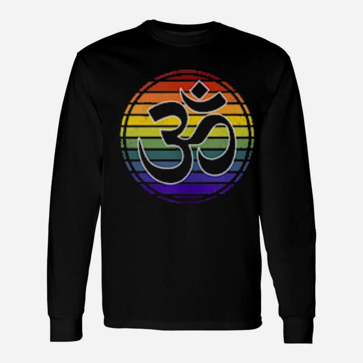 Rainbow Gay Pride Yoga Om Symbol Aum Meditation Namaste Love Long Sleeve T-Shirt