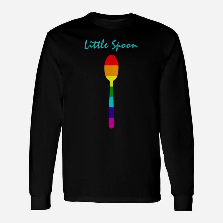 Rainbow Little Spoon Big Spoon Matching Gay Couple Shirts Unisex Long Sleeve