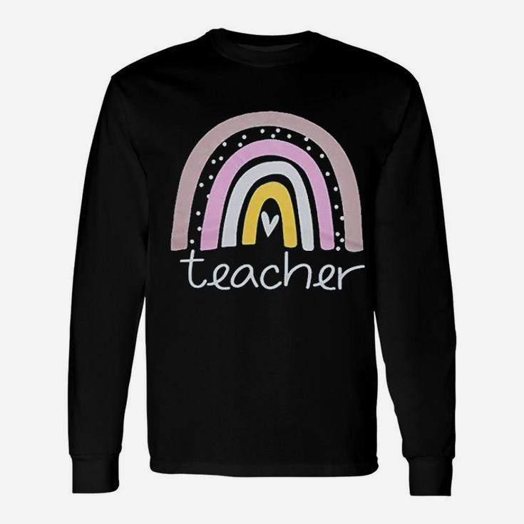 Rainbow Teacher Teacher Love Heart Cute Unisex Long Sleeve