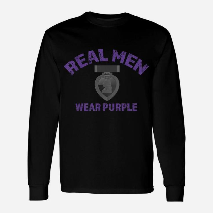 Real Men Wear Purple Shirt Wounded Veteran Purple Heart Tee Unisex Long Sleeve