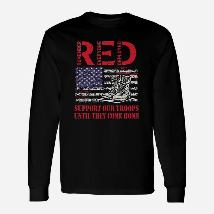 Red Friday Military Support Our Troops Us Flag Army Navy Unisex Long Sleeve