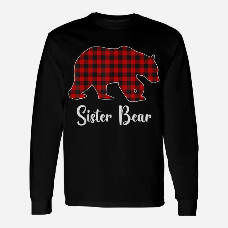 Red Plaid Bear Christmas Pajama Sister Matching Family Unisex Long Sleeve