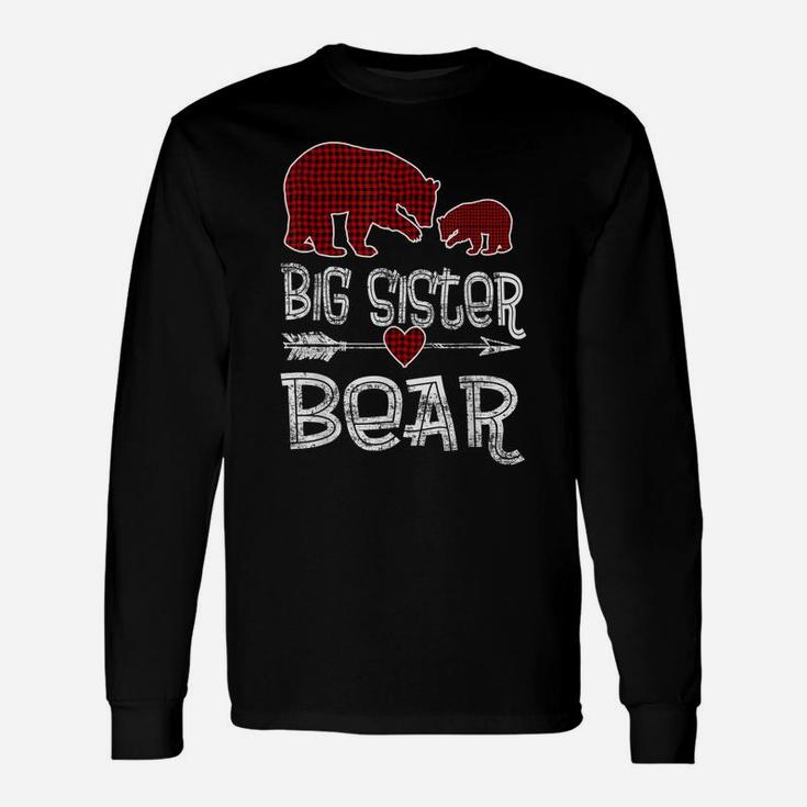 Red Plaid Big Sister Bear Christmas Pajama Matching Family Unisex Long Sleeve