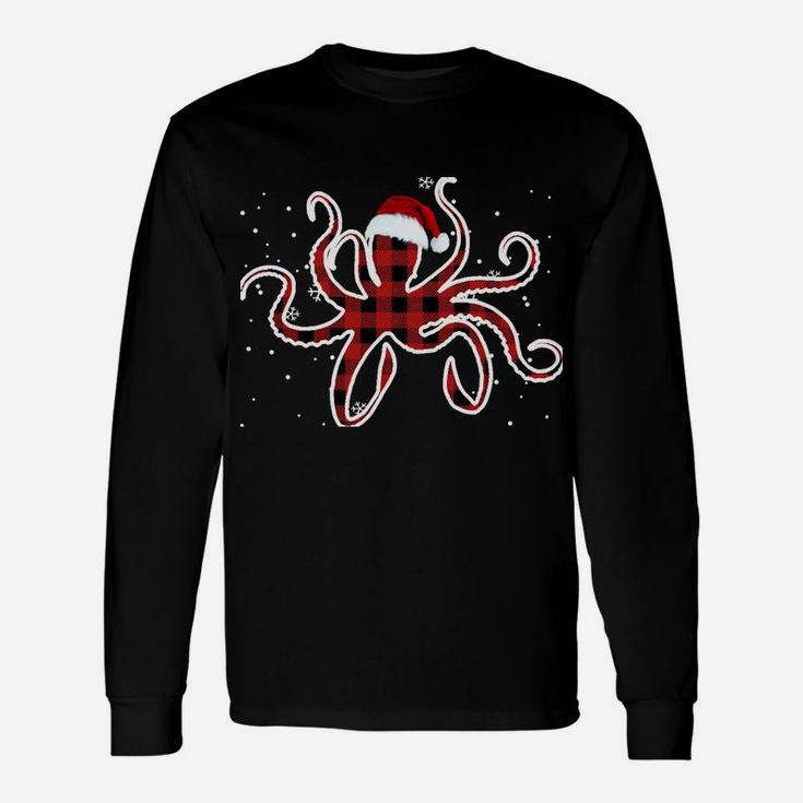 Red Plaid Octopus Pajama Family Buffalo Christmas Sweatshirt Unisex Long Sleeve