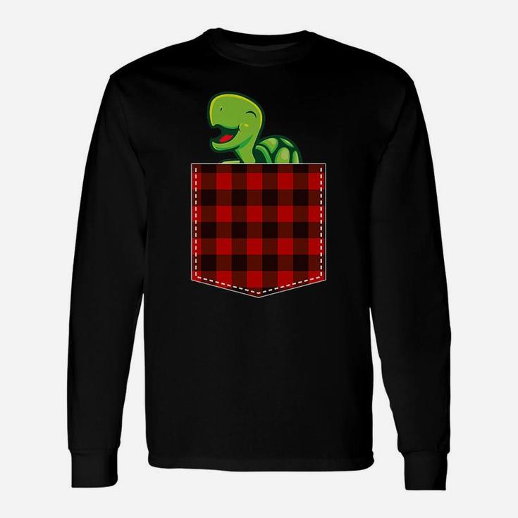Red Plaid Turtle In Pocket Buffalo Family Pajama Christmas Unisex Long Sleeve