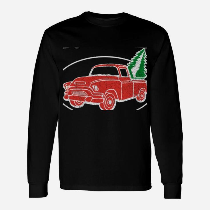 Red Truck Christmas Tree Vintage Sweater - Xmas Sweatshirt Sweatshirt Unisex Long Sleeve