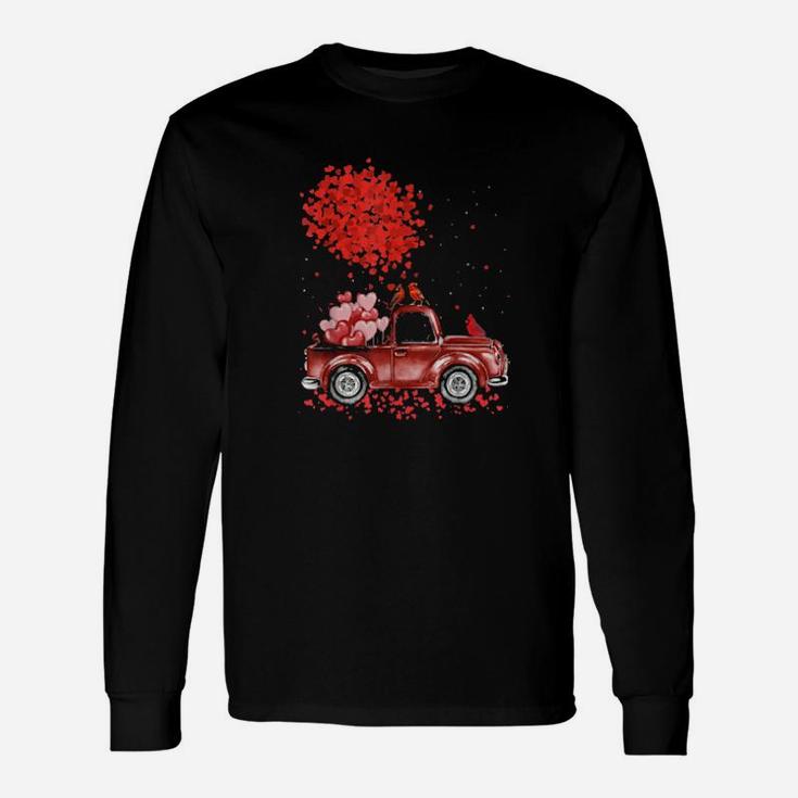 Red Truck Happy Valentines Day Cute Couple Matching Long Sleeve T-Shirt