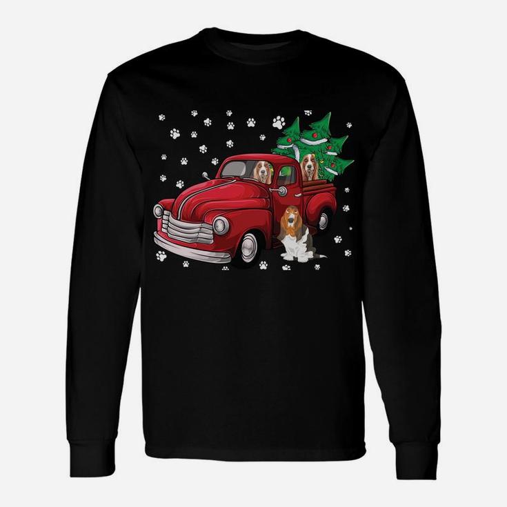 Red Truck Merry Christmas Tree Basset Hound Christmas Unisex Long Sleeve