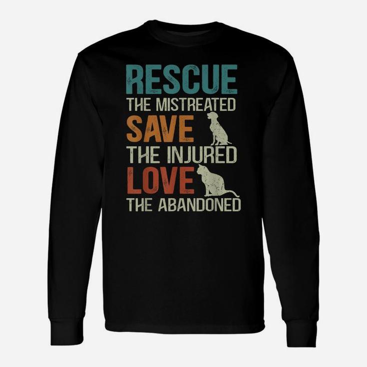 Rescue Save Love Cute Animal Rescue Dog Cat Lovers Tees Unisex Long Sleeve