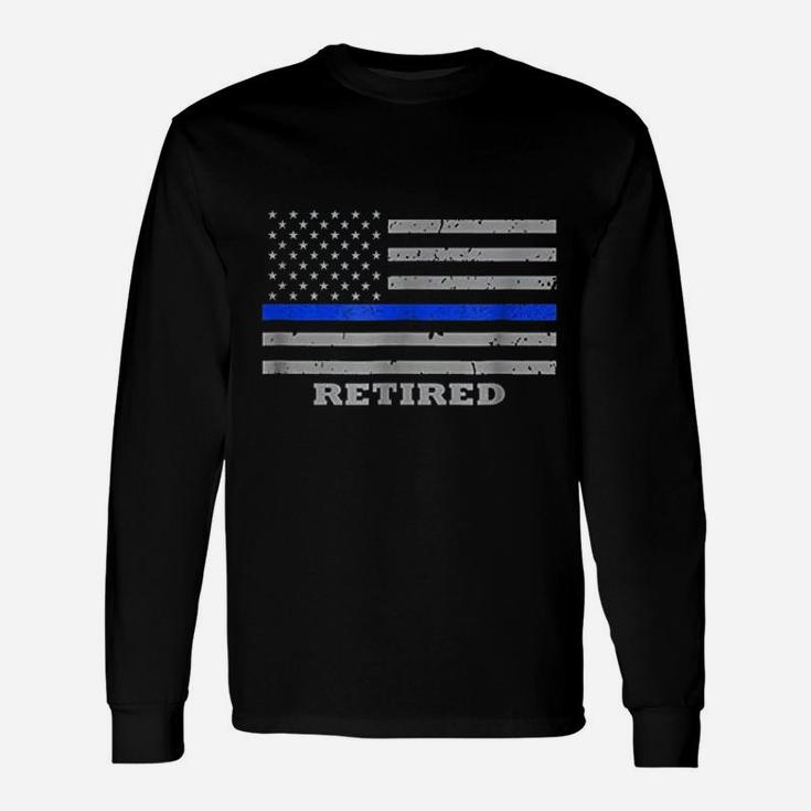 Retired Police Officer American Flag Unisex Long Sleeve