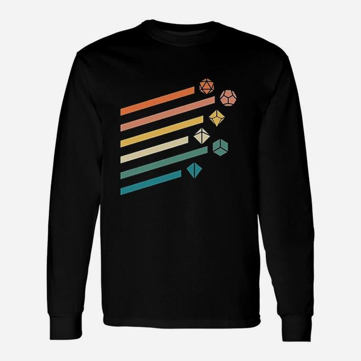 Retro Colors Minimalist Polyhedral Dice Set Nerdy Long Sleeve T-Shirt
