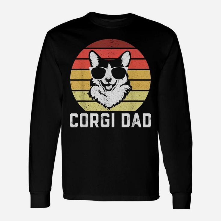Retro Corgi Dad Shirt Funny Pembroke Welsh Corgi Dog Dad Unisex Long Sleeve