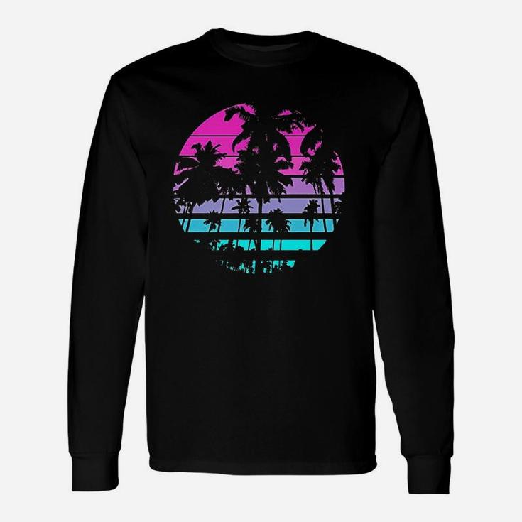 Retro Eighties 80S And 90S Beach Style Design With Palm Trees Unisex Long Sleeve
