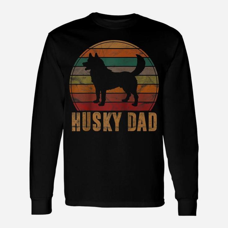 Retro Husky Dad Gift Dog Owner Pet Siberian Huskies Father Raglan Baseball Tee Unisex Long Sleeve