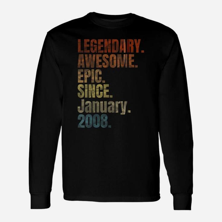Retro Legendary Since January 2008 T Shirt 12 Years Old Zip Hoodie Unisex Long Sleeve