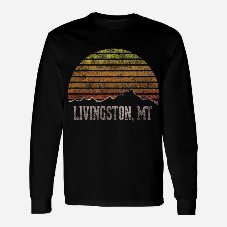 Retro Livingston Montana Mountain Sunset Winter Unisex Long Sleeve